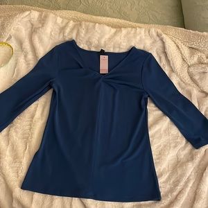 NWT Ann Taylor 3/4 Sleeve Blue Top Size SP